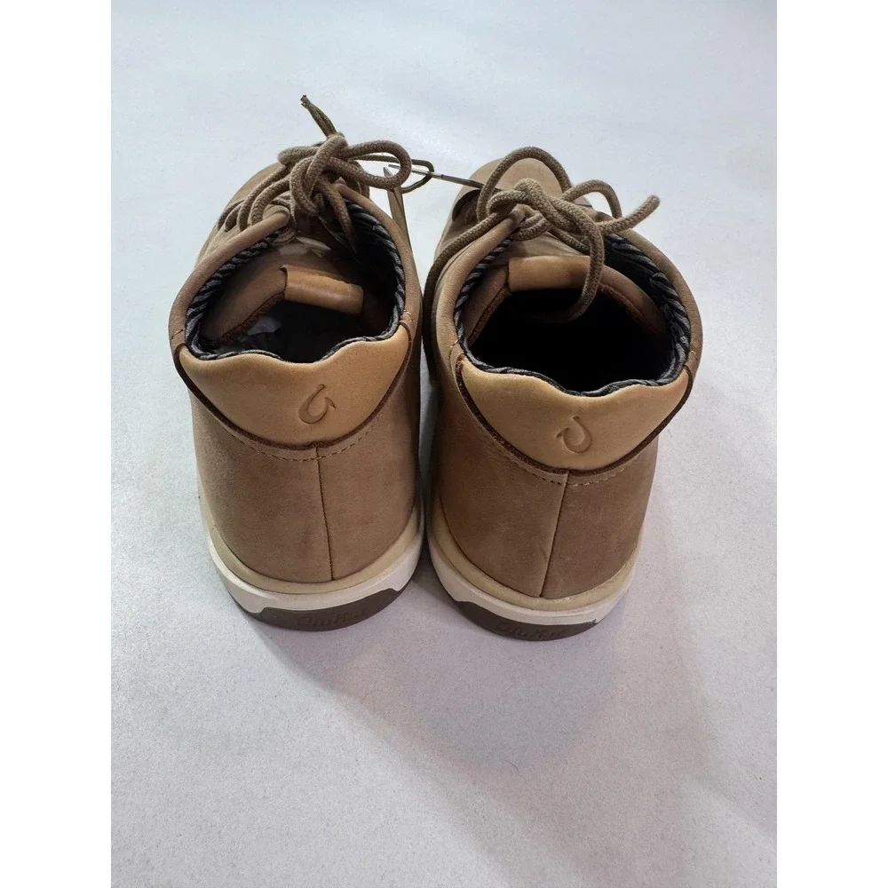 OluKai Papaku Ili Shoes Mens Size 11 Tan Leather Chukka Lace Up Casual Sneakers